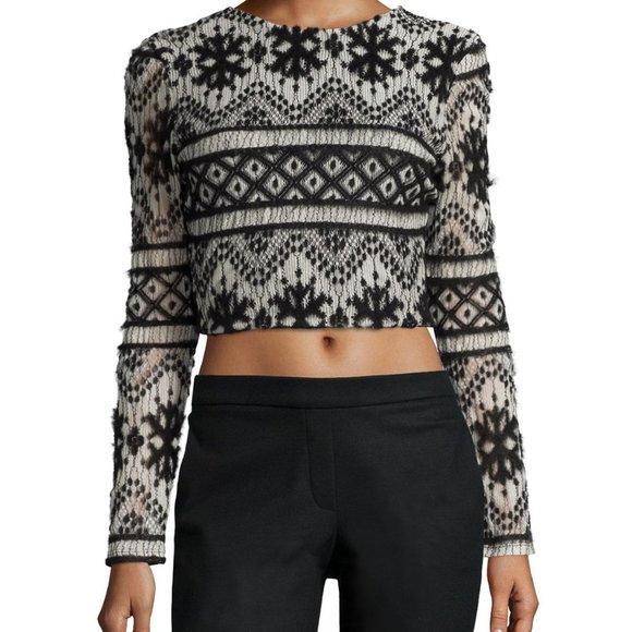 🌼 CARISA RENE Garzata Textured Chenille Lace Cropped Blouse, 6 - Picture 1 of 7